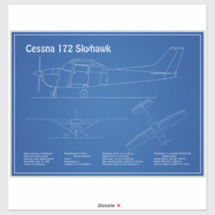 Pegatina Cessna 172 Skyhawk - Planes de diseño de líneas aé