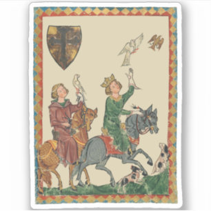 Pegatina Cetrería, Códice Manesse del siglo XIV