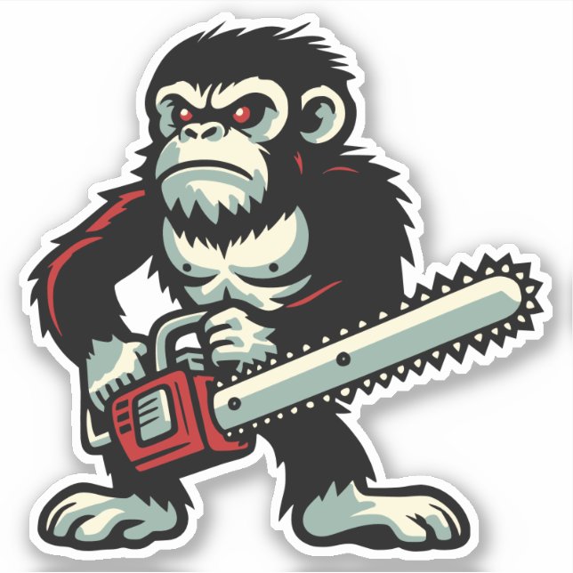 Pegatina Chainsaw Chimp (Anverso)