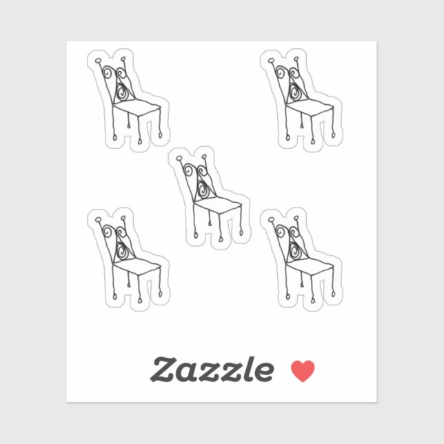 Pegatina Chair Line Drawing Custom-Cut Vinyl Stickers (Hoja)