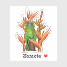 Pegatina Chameleon de Jackson entre las aves del paraíso