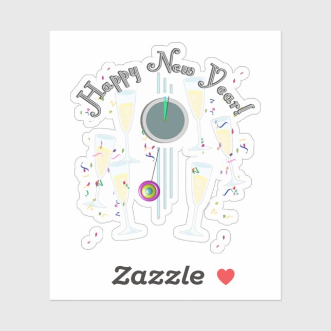 Pegatina Champagne Toast New Years Eve (Hoja)