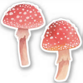 Pegatina champiñones rojos. Agaría de la mosca de Woodland 