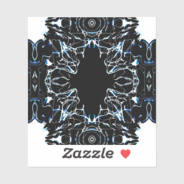 Pegatina Chaotic Abstract Blue on Black and White Fluid Art