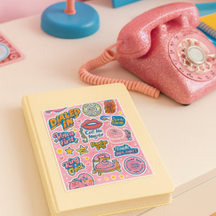 Pegatina Charla Retro Cool No Texto Rosa