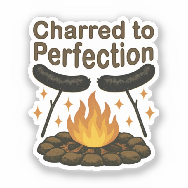 Pegatina Charlada a Perfección Divertida Fogata Perro Calie (Anverso)