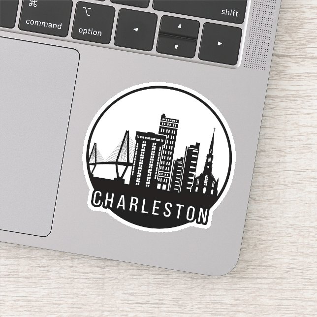 Pegatina Charleston Skyline West Virginia (Detalle)