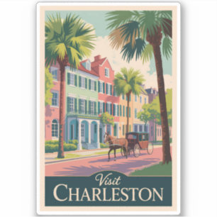 Pegatina Charleston South Carolina Ilustracion Travel Art