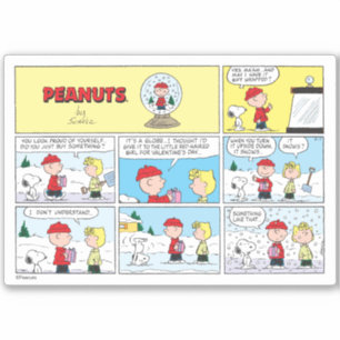Pegatina Charlie Brown   Bola de cristal con nieve