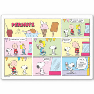 Pegatina Charlie Brown, Snoopy y Sally   Helado