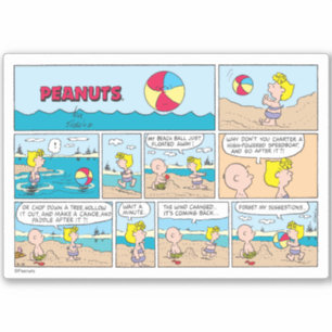 Pegatina Charlie Brown Y Sally En La Playa