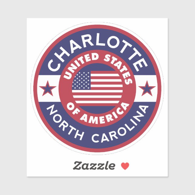 Pegatina CHARLOTTE, Carolina del Norte (Hoja)