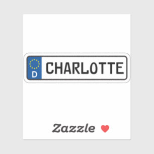 Pegatina Charlotte German Car License Plate