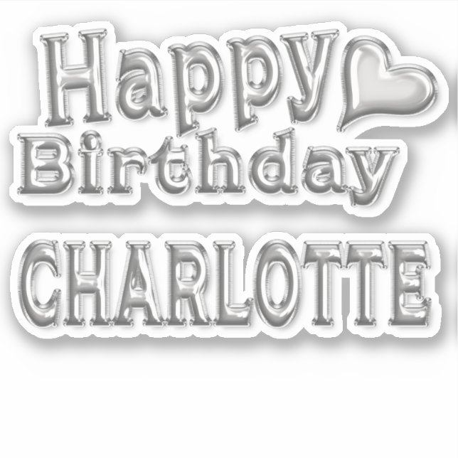 Pegatina Charlotte Happy Birthday silver Aufkleber Sticker (Anverso)