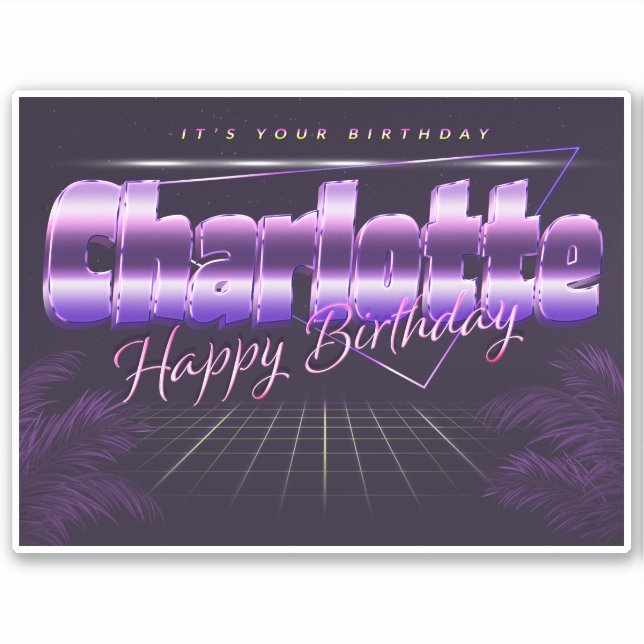 Pegatina Charlotte Name Vorname retro Sticker Geburtstag (Anverso)