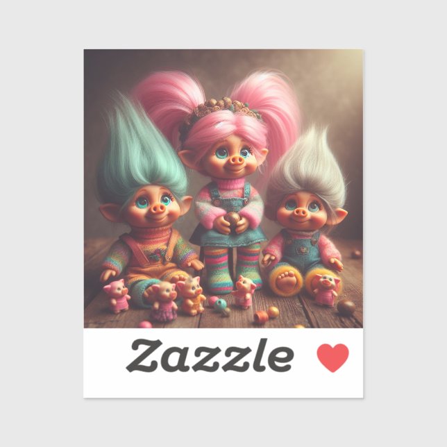 Pegatina CharmTrolls: Compañeros de teléfono elegantes (Hoja)