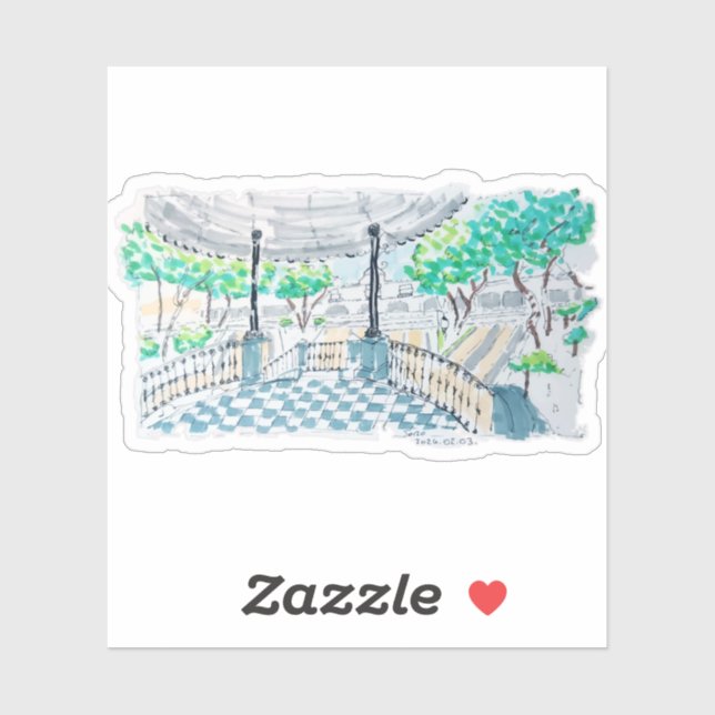 Pegatina Checkerboard Kiosk Park View (Hoja)