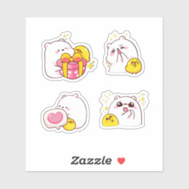 Pegatina Cheerful Bear and Chick Duo