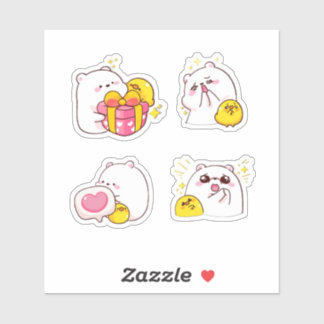 Pegatina Cheerful Bear and Chick Duo