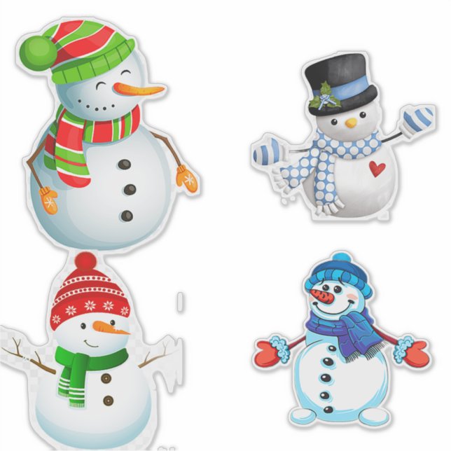 Pegatina Cheerful Winter Snowmen Collection (Anverso)