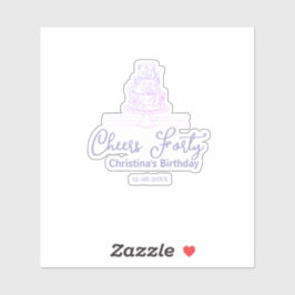 Pegatina Cheers forty happy birthday cake blue purple name 