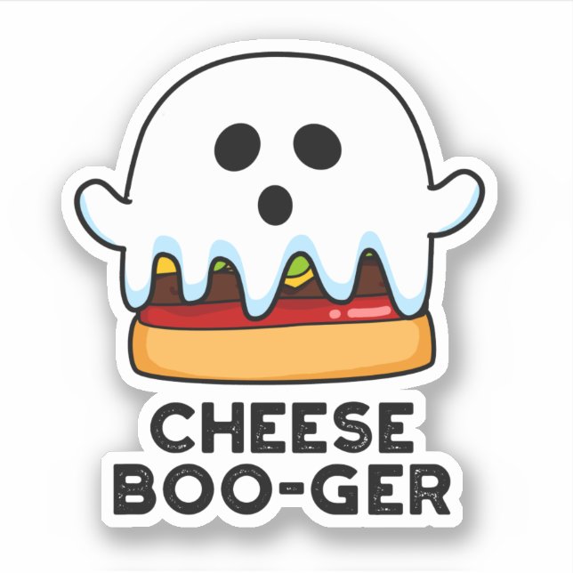 Pegatina Cheese Boo-ger Funny Ghost Cheeseburger Pun (Anverso)