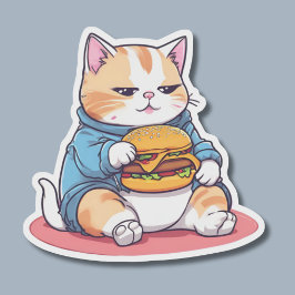 Pegatina Cheeseburger masticando gato impermeable