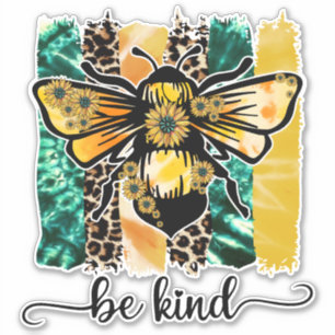 Pegatina Cheetah Leopardo Abeja Amable Amarillo Teal