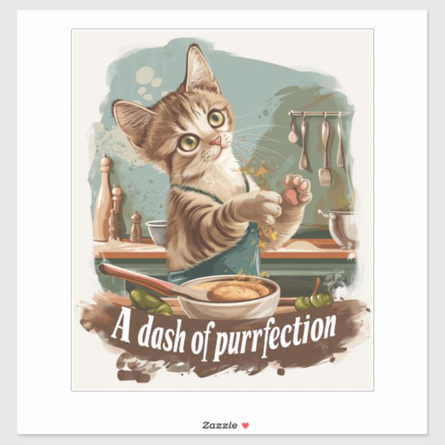Pegatina Chef de Gatos Culinario (Hoja)