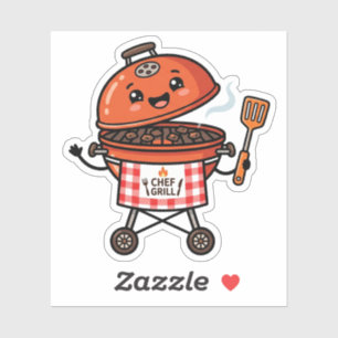Pegatina Chef de parrilla kawaii para el Día del Padre