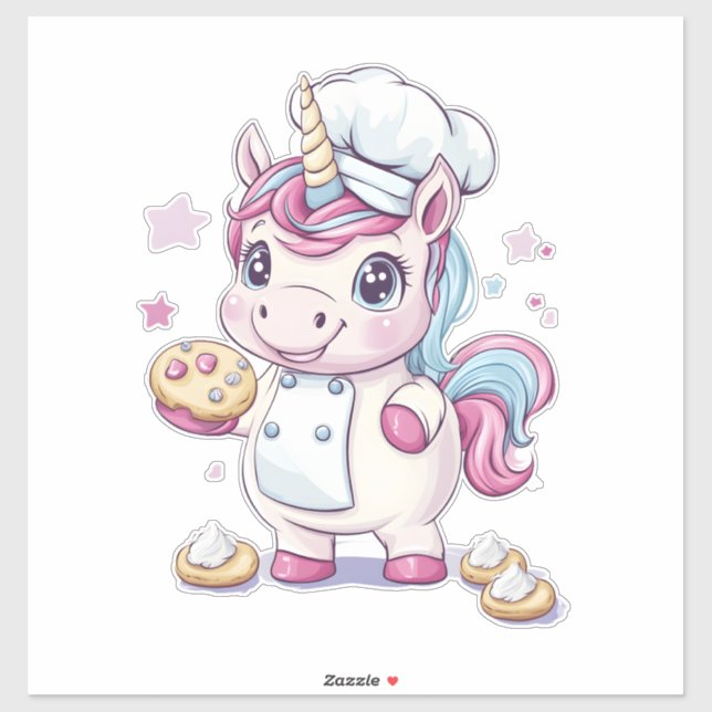 Pegatina Chef Panadero Unicornio (1) (Hoja)