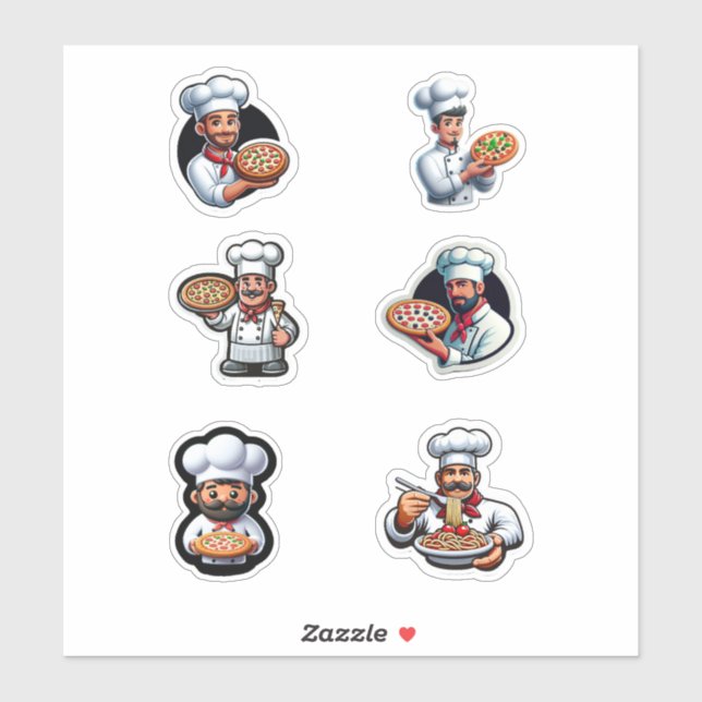 Pegatina Chef y Spaghetti italiano (Hoja)