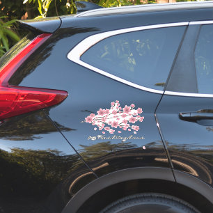 Pegatina Cherry Blossom Business Name Script Car Decal