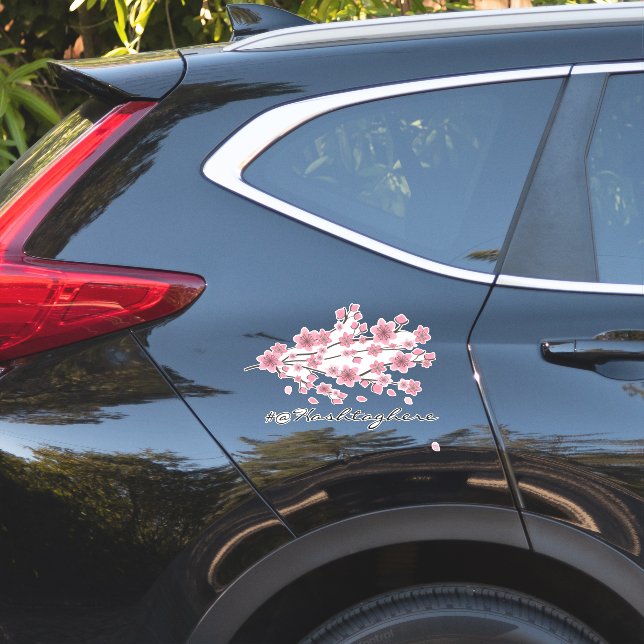 Pegatina Cherry Blossom Business Name Script Car Decal (Lado del coche)