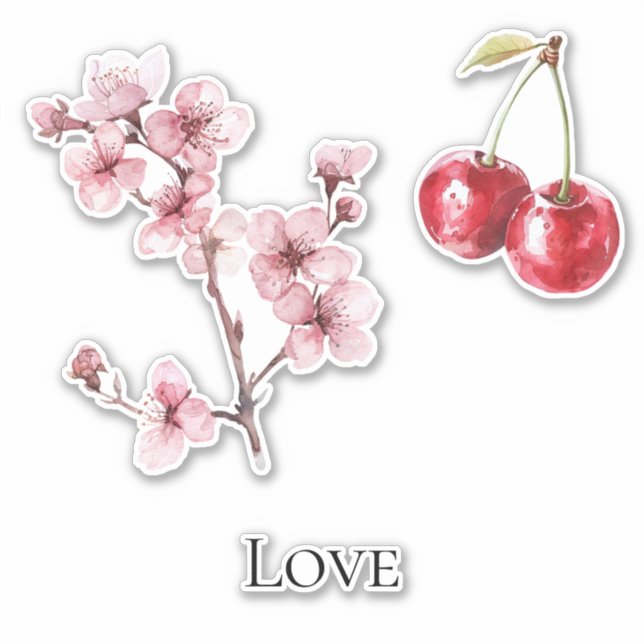 Pegatina Cherry Blossom Cherries Love (Anverso)