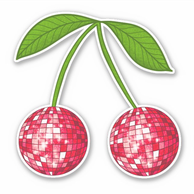 Pegatina Cherry Disco Ball (Anverso)
