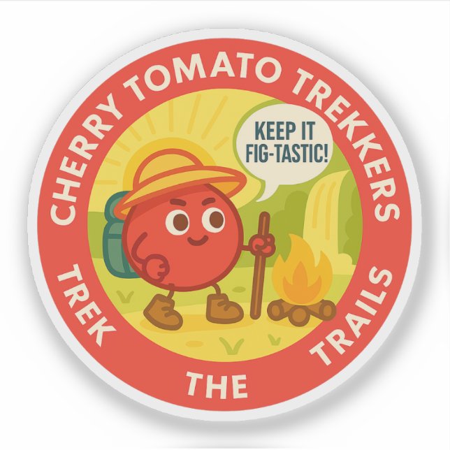 Pegatina Cherry Tomato Trekkers Trek The Trails (Anverso)