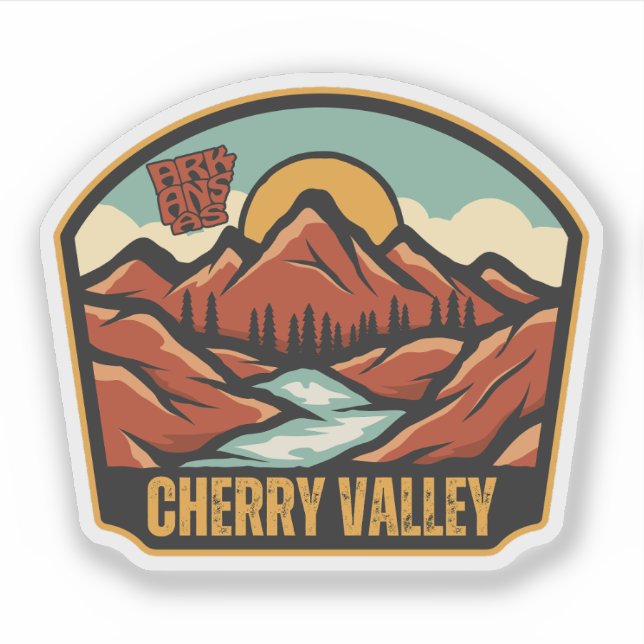 Pegatina Cherry Valley, Arkansas  (Anverso)
