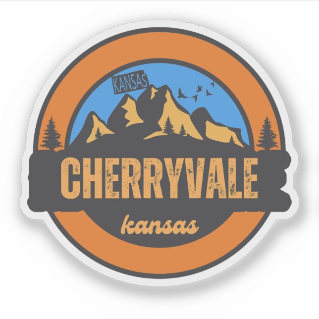 Pegatina Cherryvale, Kansas (Anverso)