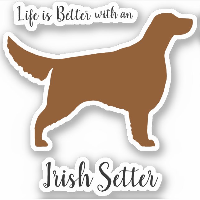 Pegatina Chestnut Irish Setter Dog Silhouette Vinyl Pegatin (Anverso)