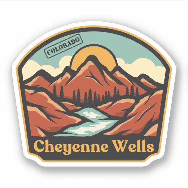 Pegatina Cheyenne Wells, Colorado (Anverso)
