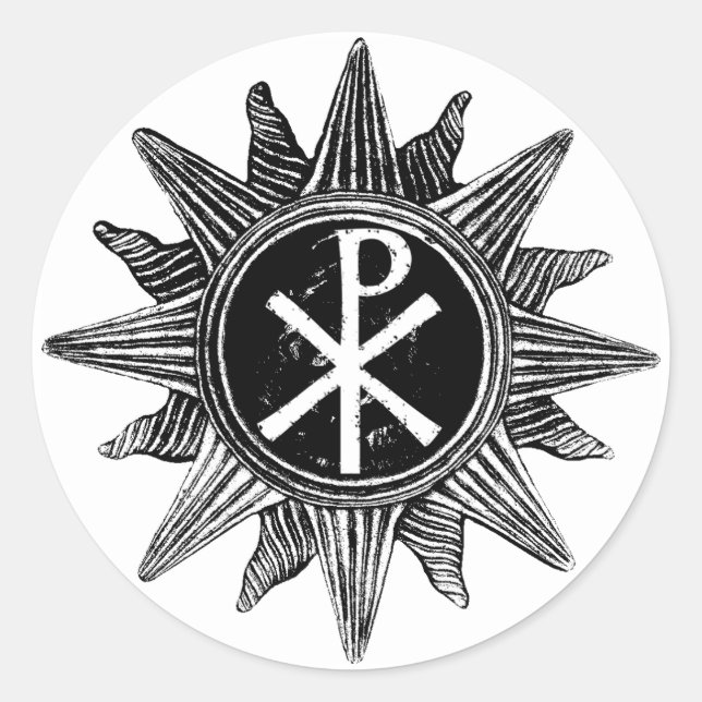 Pegatina Chi Rho Sun - mate de 1,5" (20) (Anverso)