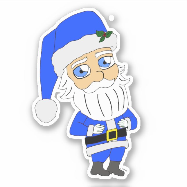 Pegatina Chibi Blue Suit Santa (Anverso)