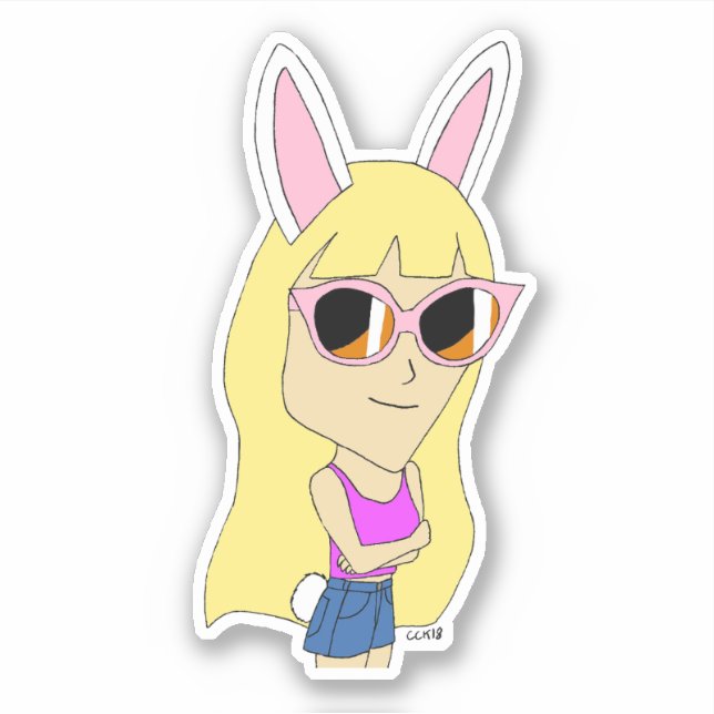Pegatina chibi bunnygirl (Anverso)