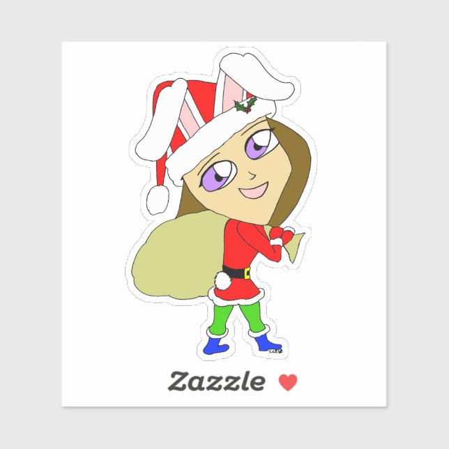 Pegatina chibi bunnygirl (Hoja)