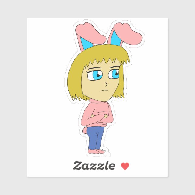 Pegatina chibi bunnygirl (Hoja)