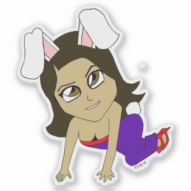 Pegatina chibi bunnygirl (Anverso)