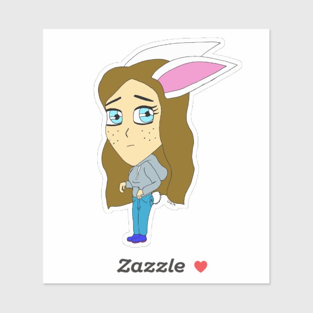 Pegatina chibi bunnygirl (Hoja)