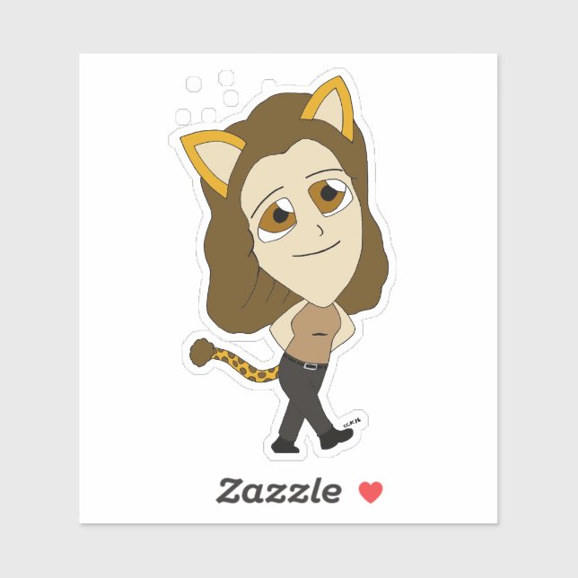 Pegatina chibi catgirl (Hoja)
