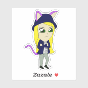 Pegatina chibi catgirl